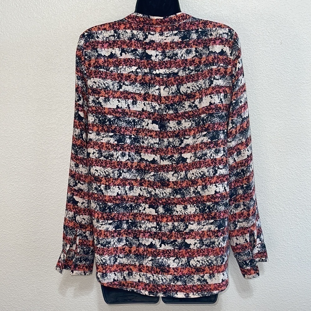 Madewell Black Flower Design 100% Silk Blouse - Picture 3 of 7